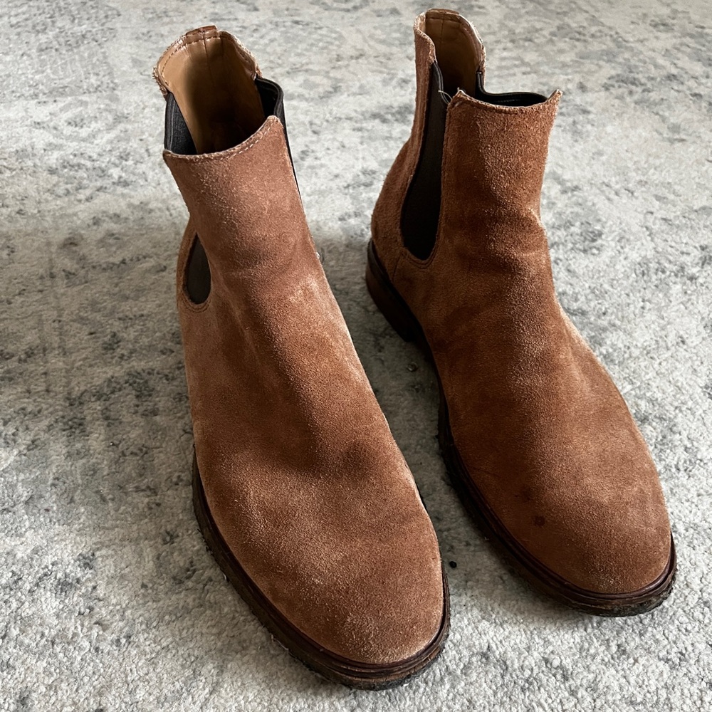 Clarks Brown Chelsea Boots Suede Minimalist Design